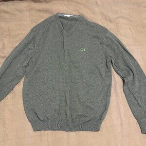 Lacoste gray v-neck sweater